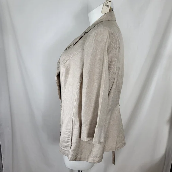 Lane Bryant Blazer JACKET Linen Blend Womens Size 20 Ruffle 3/4 Sleeves NWT - Picture 4 of 16